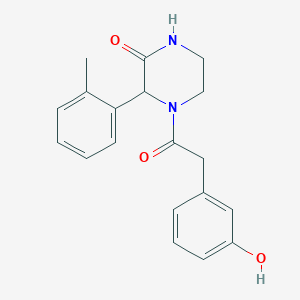 molecular formula C19H20N2O3 B7655558 4-[2-(3-Hydroxyphenyl)acetyl]-3-(2-methylphenyl)piperazin-2-one 