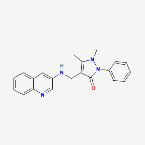 molecular formula C21H20N4O B7655565 1,5-Dimethyl-2-phenyl-4-[(quinolin-3-ylamino)methyl]pyrazol-3-one 