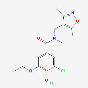 molecular formula C16H19ClN2O4 B7655630 3-chloro-N-[(3,5-dimethyl-1,2-oxazol-4-yl)methyl]-5-ethoxy-4-hydroxy-N-methylbenzamide 