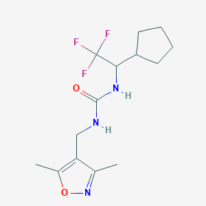 molecular formula C14H20F3N3O2 B7655641 1-(1-Cyclopentyl-2,2,2-trifluoroethyl)-3-[(3,5-dimethyl-1,2-oxazol-4-yl)methyl]urea 