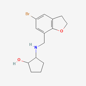 molecular formula C14H18BrNO2 B7655670 2-[(5-Bromo-2,3-dihydro-1-benzofuran-7-yl)methylamino]cyclopentan-1-ol 