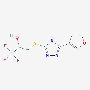 1,1,1-Trifluoro-3-[[4-methyl-5-(2-methylfuran-3-yl)-1,2,4-triazol-3-yl]sulfanyl]propan-2-ol