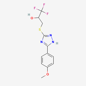 molecular formula C12H12F3N3O2S B7655767 1,1,1-trifluoro-3-[[5-(4-methoxyphenyl)-1H-1,2,4-triazol-3-yl]sulfanyl]propan-2-ol 