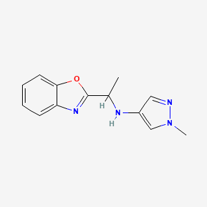 molecular formula C13H14N4O B7655783 N-[1-(1,3-benzoxazol-2-yl)ethyl]-1-methylpyrazol-4-amine 