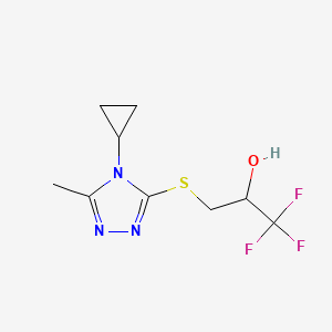 molecular formula C9H12F3N3OS B7655808 3-[(4-Cyclopropyl-5-methyl-1,2,4-triazol-3-yl)sulfanyl]-1,1,1-trifluoropropan-2-ol 