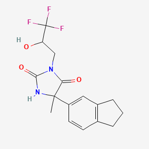 5-(2,3-dihydro-1H-inden-5-yl)-5-methyl-3-(3,3,3-trifluoro-2-hydroxypropyl)imidazolidine-2,4-dione