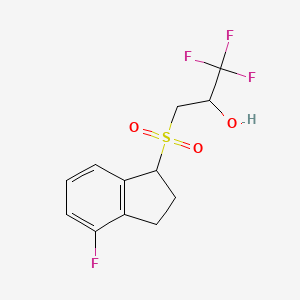 molecular formula C12H12F4O3S B7655903 1,1,1-trifluoro-3-[(4-fluoro-2,3-dihydro-1H-inden-1-yl)sulfonyl]propan-2-ol 