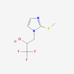 molecular formula C7H9F3N2OS B7655918 1,1,1-Trifluoro-3-(2-methylsulfanylimidazol-1-yl)propan-2-ol 