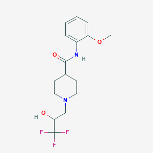 molecular formula C16H21F3N2O3 B7655949 N-(2-methoxyphenyl)-1-(3,3,3-trifluoro-2-hydroxypropyl)piperidine-4-carboxamide 