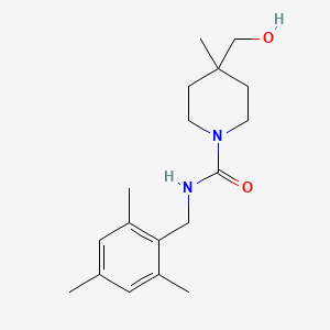 molecular formula C18H28N2O2 B7656008 4-(hydroxymethyl)-4-methyl-N-[(2,4,6-trimethylphenyl)methyl]piperidine-1-carboxamide 