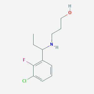 molecular formula C12H17ClFNO B7656069 3-[1-(3-Chloro-2-fluorophenyl)propylamino]propan-1-ol 