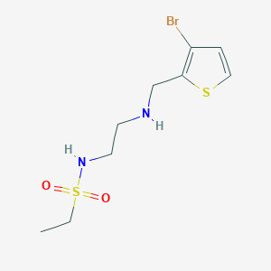 molecular formula C9H15BrN2O2S2 B7656078 N-[2-[(3-bromothiophen-2-yl)methylamino]ethyl]ethanesulfonamide 