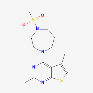 molecular formula C14H20N4O2S2 B7656117 2,5-Dimethyl-4-(4-methylsulfonyl-1,4-diazepan-1-yl)thieno[2,3-d]pyrimidine 