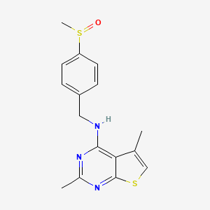 molecular formula C16H17N3OS2 B7656140 2,5-dimethyl-N-[(4-methylsulfinylphenyl)methyl]thieno[2,3-d]pyrimidin-4-amine 