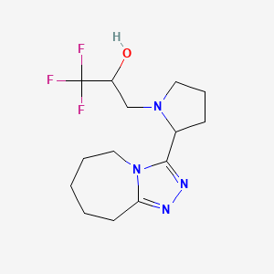 molecular formula C14H21F3N4O B7656154 1,1,1-trifluoro-3-[2-(6,7,8,9-tetrahydro-5H-[1,2,4]triazolo[4,3-a]azepin-3-yl)pyrrolidin-1-yl]propan-2-ol 