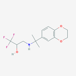 molecular formula C14H18F3NO3 B7656172 3-[2-(2,3-Dihydro-1,4-benzodioxin-6-yl)propan-2-ylamino]-1,1,1-trifluoropropan-2-ol 