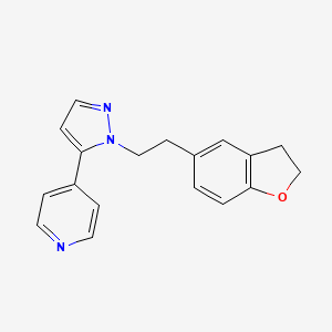 molecular formula C18H17N3O B7656191 4-[2-[2-(2,3-Dihydro-1-benzofuran-5-yl)ethyl]pyrazol-3-yl]pyridine 