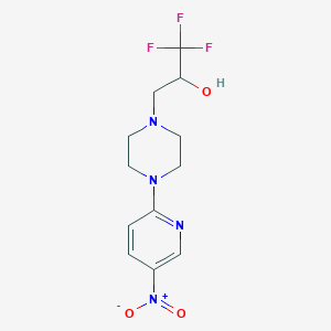 molecular formula C12H15F3N4O3 B7656211 1,1,1-Trifluoro-3-[4-(5-nitropyridin-2-yl)piperazin-1-yl]propan-2-ol 