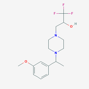 molecular formula C16H23F3N2O2 B7656251 1,1,1-Trifluoro-3-[4-[1-(3-methoxyphenyl)ethyl]piperazin-1-yl]propan-2-ol 