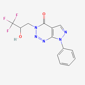 molecular formula C13H10F3N5O2 B7656304 7-Phenyl-3-(3,3,3-trifluoro-2-hydroxypropyl)pyrazolo[3,4-d]triazin-4-one 