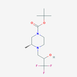 molecular formula C13H23F3N2O3 B7656361 tert-butyl (3R)-3-methyl-4-(3,3,3-trifluoro-2-hydroxypropyl)piperazine-1-carboxylate 