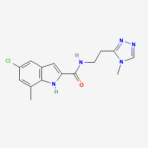 molecular formula C15H16ClN5O B7656390 5-chloro-7-methyl-N-[2-(4-methyl-1,2,4-triazol-3-yl)ethyl]-1H-indole-2-carboxamide 