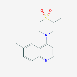 molecular formula C15H18N2O2S B7656420 2-Methyl-4-(6-methylquinolin-4-yl)-1,4-thiazinane 1,1-dioxide 