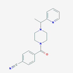 molecular formula C19H20N4O B7656437 4-[4-(1-Pyridin-2-ylethyl)piperazine-1-carbonyl]benzonitrile 