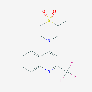 molecular formula C15H15F3N2O2S B7656442 2-Methyl-4-[2-(trifluoromethyl)quinolin-4-yl]-1,4-thiazinane 1,1-dioxide 