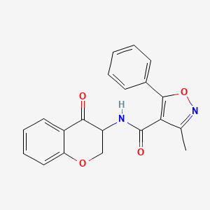 3-methyl-N-(4-oxo-2,3-dihydrochromen-3-yl)-5-phenyl-1,2-oxazole-4-carboxamide