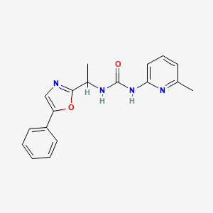 molecular formula C18H18N4O2 B7656472 1-(6-Methylpyridin-2-yl)-3-[1-(5-phenyl-1,3-oxazol-2-yl)ethyl]urea 