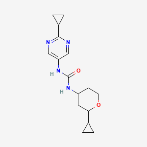 molecular formula C16H22N4O2 B7656524 1-(2-Cyclopropyloxan-4-yl)-3-(2-cyclopropylpyrimidin-5-yl)urea 