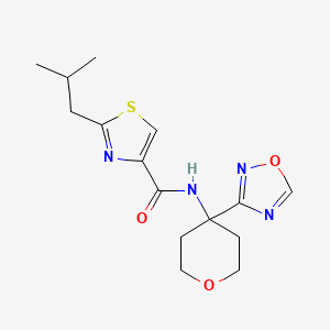 2-(2-methylpropyl)-N-[4-(1,2,4-oxadiazol-3-yl)oxan-4-yl]-1,3-thiazole-4-carboxamide