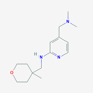 molecular formula C15H25N3O B7656713 4-[(dimethylamino)methyl]-N-[(4-methyloxan-4-yl)methyl]pyridin-2-amine 