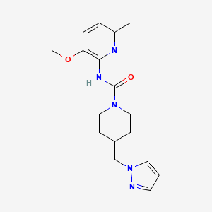 molecular formula C17H23N5O2 B7656782 N-(3-methoxy-6-methylpyridin-2-yl)-4-(pyrazol-1-ylmethyl)piperidine-1-carboxamide 