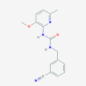 molecular formula C16H16N4O2 B7656792 1-[(3-Cyanophenyl)methyl]-3-(3-methoxy-6-methylpyridin-2-yl)urea 