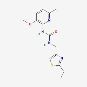 molecular formula C14H18N4O2S B7656794 1-[(2-Ethyl-1,3-thiazol-4-yl)methyl]-3-(3-methoxy-6-methylpyridin-2-yl)urea 