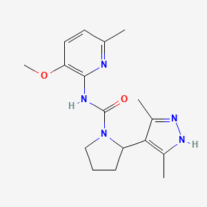 molecular formula C17H23N5O2 B7656935 2-(3,5-dimethyl-1H-pyrazol-4-yl)-N-(3-methoxy-6-methylpyridin-2-yl)pyrrolidine-1-carboxamide 