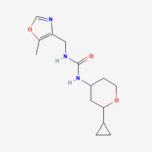 molecular formula C14H21N3O3 B7656950 1-(2-Cyclopropyloxan-4-yl)-3-[(5-methyl-1,3-oxazol-4-yl)methyl]urea 