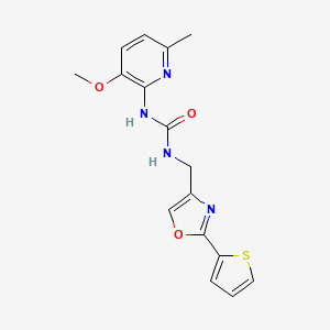 molecular formula C16H16N4O3S B7656994 1-(3-Methoxy-6-methylpyridin-2-yl)-3-[(2-thiophen-2-yl-1,3-oxazol-4-yl)methyl]urea 