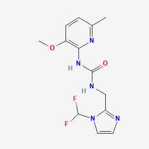 molecular formula C13H15F2N5O2 B7657000 1-[[1-(Difluoromethyl)imidazol-2-yl]methyl]-3-(3-methoxy-6-methylpyridin-2-yl)urea 