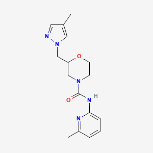 molecular formula C16H21N5O2 B7657007 2-[(4-methylpyrazol-1-yl)methyl]-N-(6-methylpyridin-2-yl)morpholine-4-carboxamide 