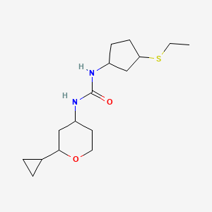 molecular formula C16H28N2O2S B7657063 1-(2-Cyclopropyloxan-4-yl)-3-(3-ethylsulfanylcyclopentyl)urea 