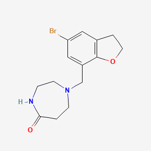 molecular formula C14H17BrN2O2 B7657126 1-[(5-Bromo-2,3-dihydro-1-benzofuran-7-yl)methyl]-1,4-diazepan-5-one 