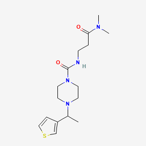 molecular formula C16H26N4O2S B7657162 N-[3-(dimethylamino)-3-oxopropyl]-4-(1-thiophen-3-ylethyl)piperazine-1-carboxamide 