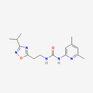 molecular formula C15H21N5O2 B7657220 1-(4,6-Dimethylpyridin-2-yl)-3-[2-(3-propan-2-yl-1,2,4-oxadiazol-5-yl)ethyl]urea 