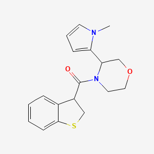 molecular formula C18H20N2O2S B7657227 2,3-Dihydro-1-benzothiophen-3-yl-[3-(1-methylpyrrol-2-yl)morpholin-4-yl]methanone 