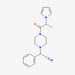 molecular formula C19H22N4O B7657271 2-Phenyl-2-[4-(2-pyrrol-1-ylpropanoyl)piperazin-1-yl]acetonitrile 