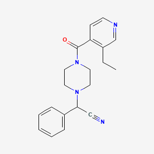 molecular formula C20H22N4O B7657305 2-[4-(3-Ethylpyridine-4-carbonyl)piperazin-1-yl]-2-phenylacetonitrile 