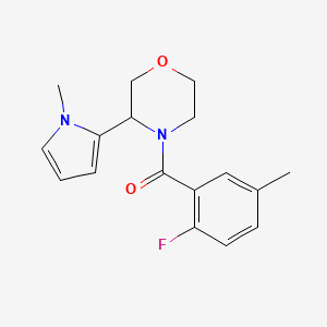 molecular formula C17H19FN2O2 B7657335 (2-Fluoro-5-methylphenyl)-[3-(1-methylpyrrol-2-yl)morpholin-4-yl]methanone 